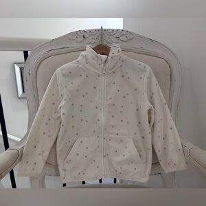 🦢 4T Pale Polka Dot Soft Ivory Micro Fleece Zip Jacket NWT